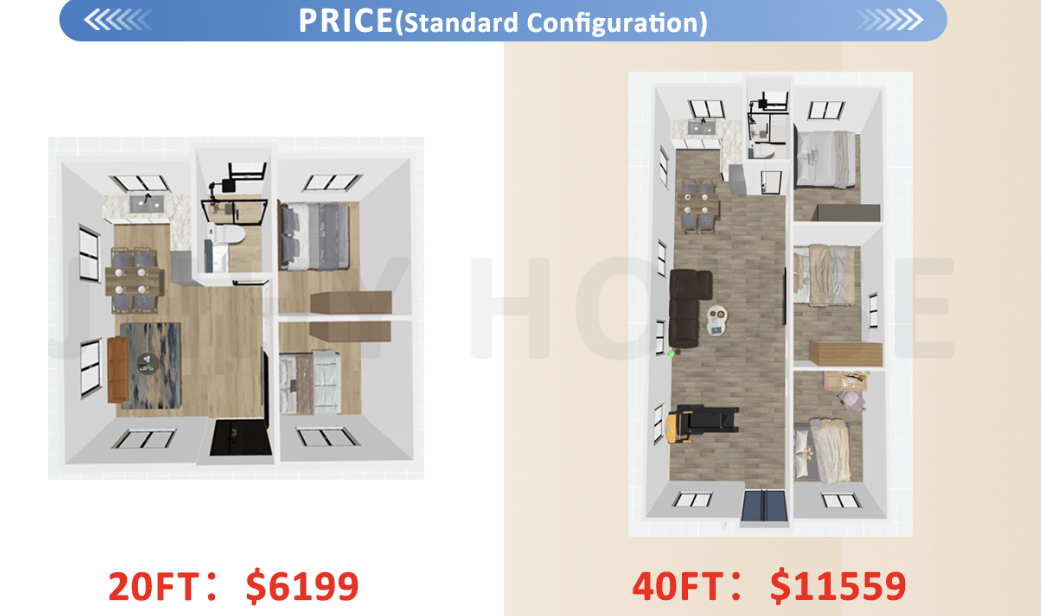 Interior of a well-designed 20ft container home studio
