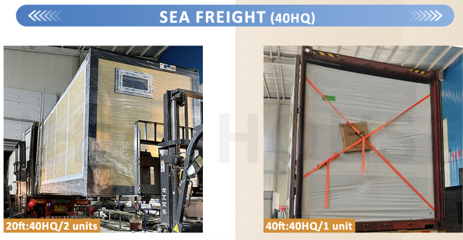 Crane placing a container home on a foundation